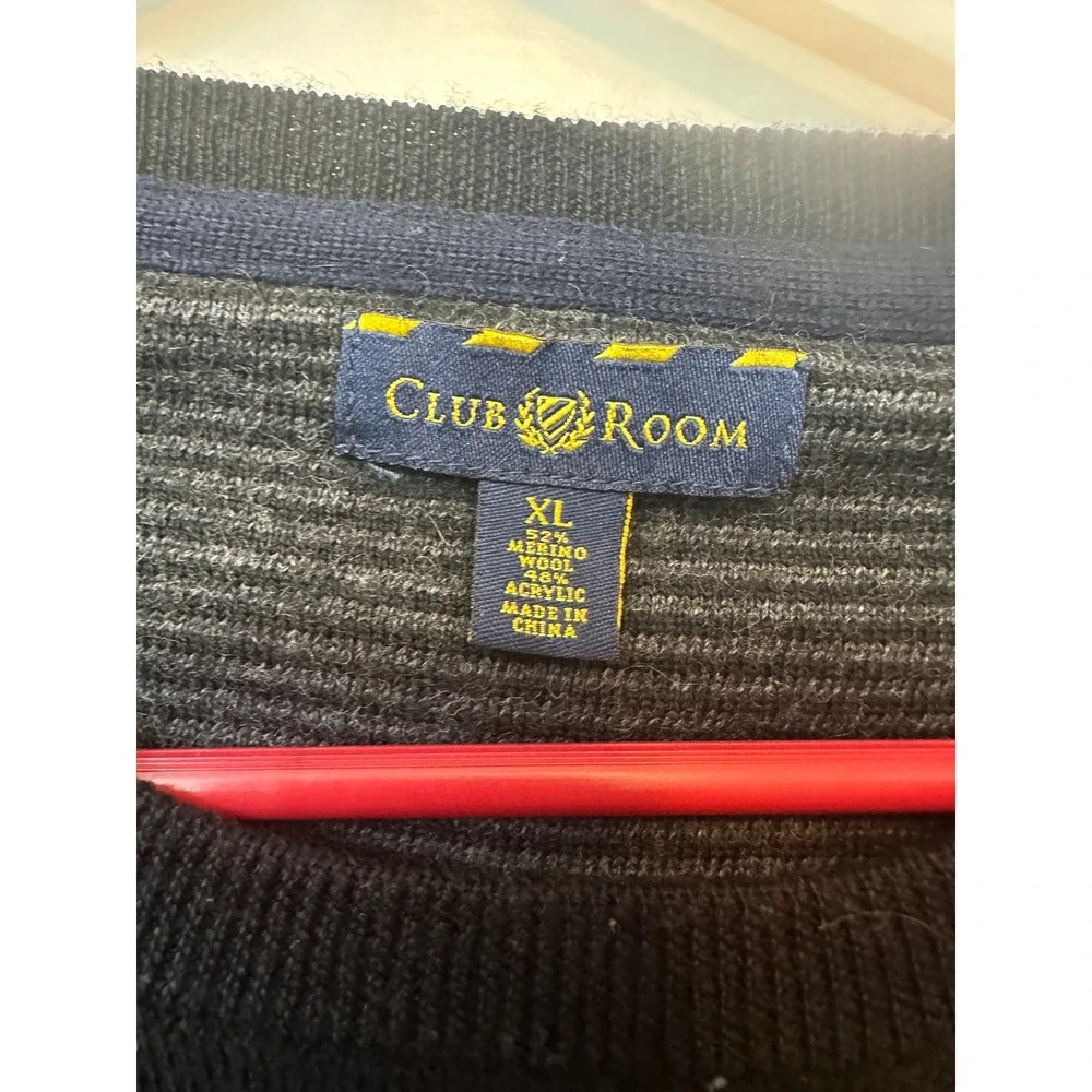Club Room Mens XL black Merino Wool Blend Crewneck Sweater Knit Pullover